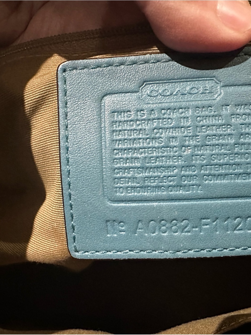 Coach Teal Leather Shoulder Bag with Dual Buckle Straps - Picture 5 of 5